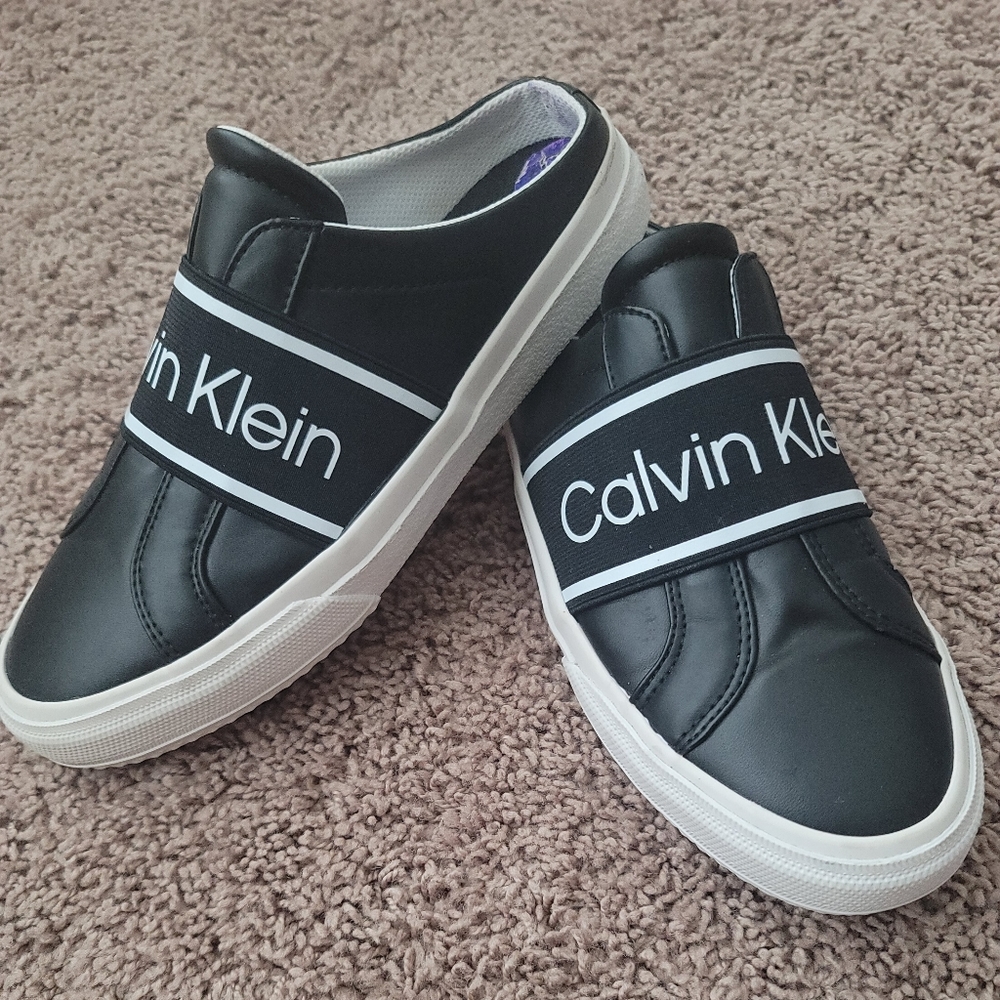 Calvin Klein Slip On Mule Sneaker Black/White Sz 8.5